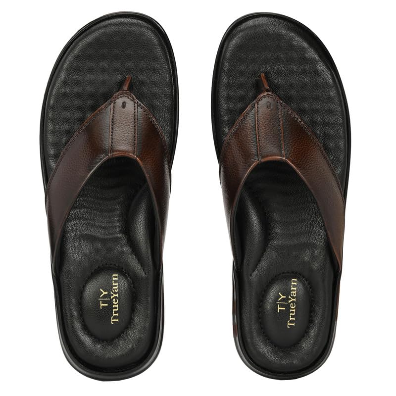 TrueYarn Original Leather Ortho Slippers For Men| Extra Cushioned | Super Comfortable | Thong Sandals For Men | UK-7 (BROWN) (B0CQXWYDFJ) Amazon Price History, Amazon Price Tracker
