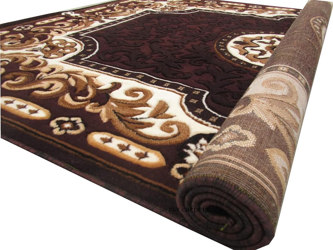 SUPPLE CARPETS Carved Embossed Carpet For Your Hall & Living Room With 1 Inch Thickness 5 X 7 Feet, Rectangular, Brown-image-3