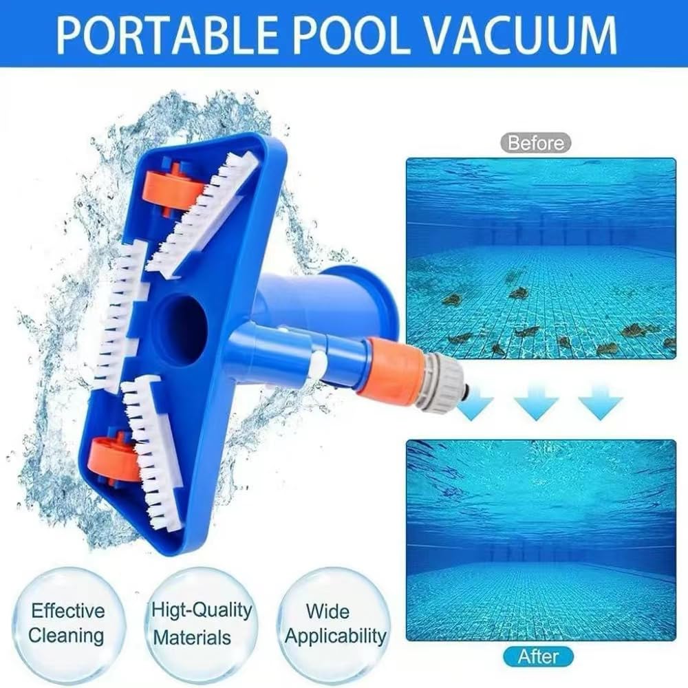 Poolsauger Bodensauger mit Teleskopstange 180cm, Pool Reinigung Bodensauger, Staubsauger Unterwasser mit Laubsack, Reinigungsbürste für Schwimmbad, Teich, Whirlpool, Bad und Spa