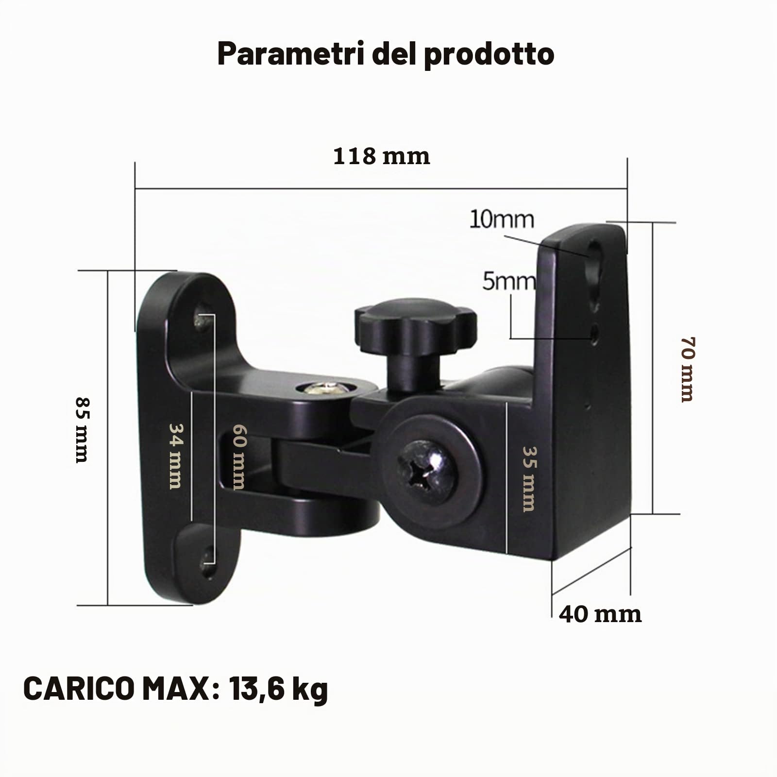 BS-218pro - Supporto da parete per altoparlante piccolo, supporto da parete per altoparlante da scaffale, può contenere fino a 30 libbre (2 pacchetti nero)
