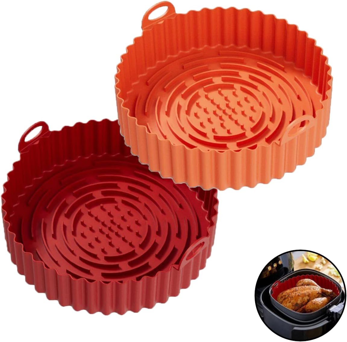 Silicone Air Fryer Liners, SCITURE Air Fryer Silicone Liners, Round Non Stick Air