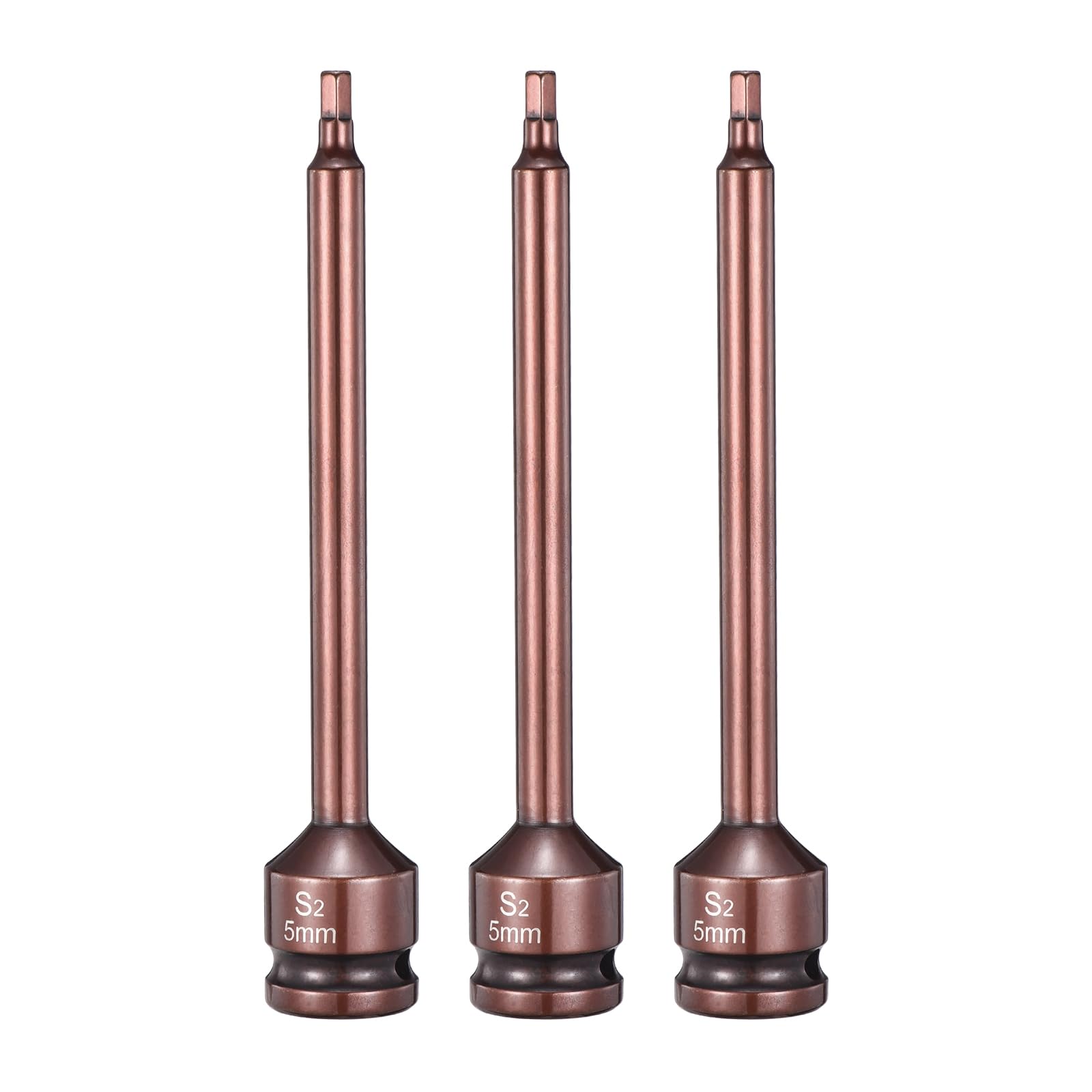 sourcing map 3pcs Impact Hex Bit Socket 1/2" Drive 5H (5mm) Hex Bits 6" Length S2 Steel Metric Impact Wrench Socket Adapter Tool for Automotive Repair Industrial Construction and Home DIY