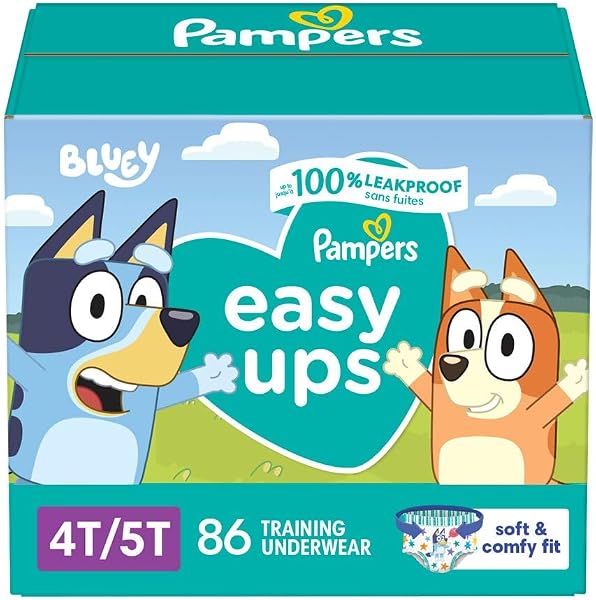 Pampers Easy Ups Training Underwear for Boys, Size 4T/5T, featuring a comfortable, underwear-like design for independent wear.