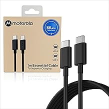 Motorola 68W Type C2C TurboPower Charging Data Cable Compatible with Moto Edge 60/ 50/ 40/ 30/ Ultra/Fusion/Pro/Neo/razr/Stylus/ g05/ g85/ g45/ g64/ g84 / g62 /g54/g84/ g54 / e40 / g35 / g96, Black