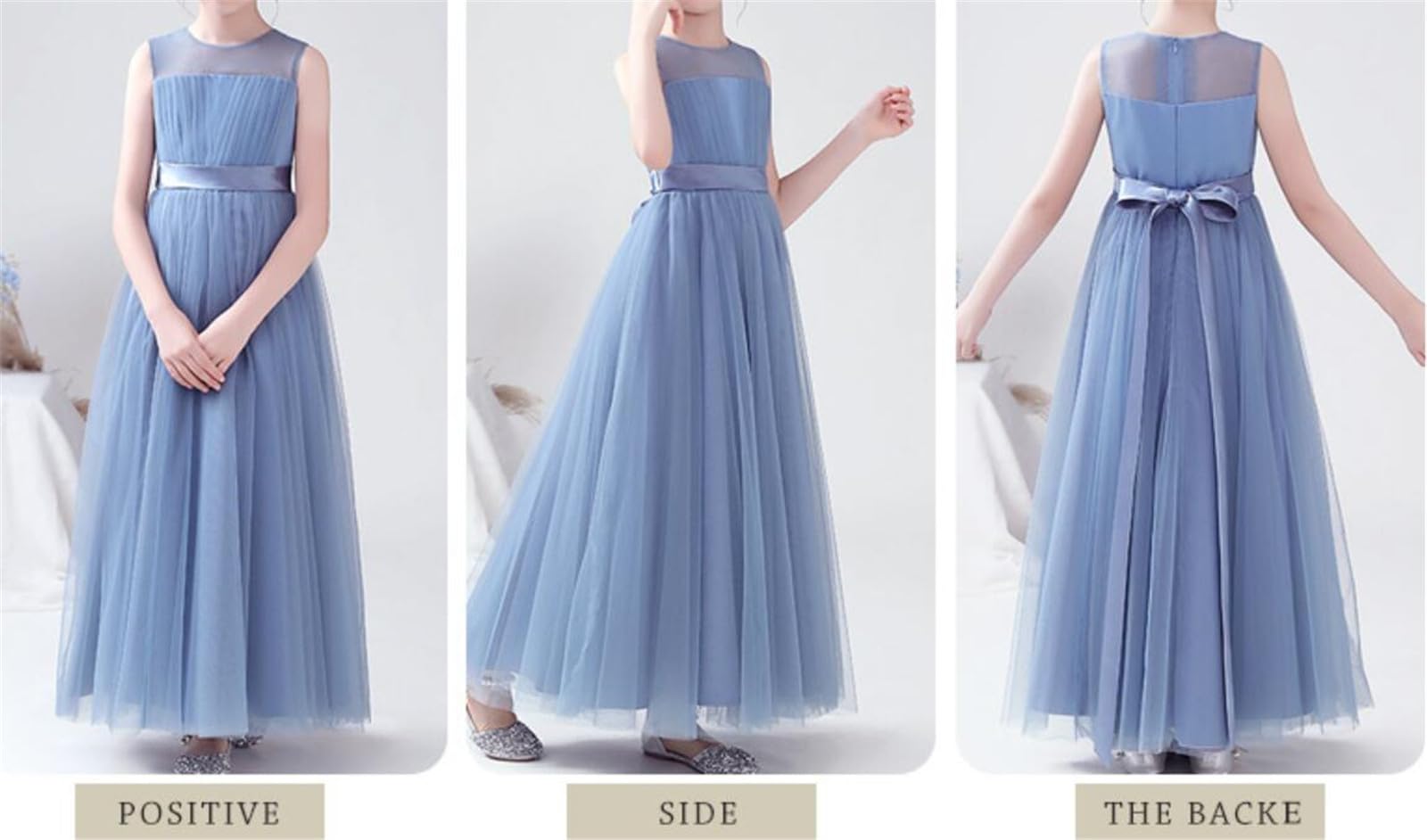 OTMYIGO Vestido de Tul con Flores para niñas, para Boda, Fiesta de cumpleaños, Desfile de Princesa Infantil, Vestidos Largos para niñas, Ropa Formal de Noche