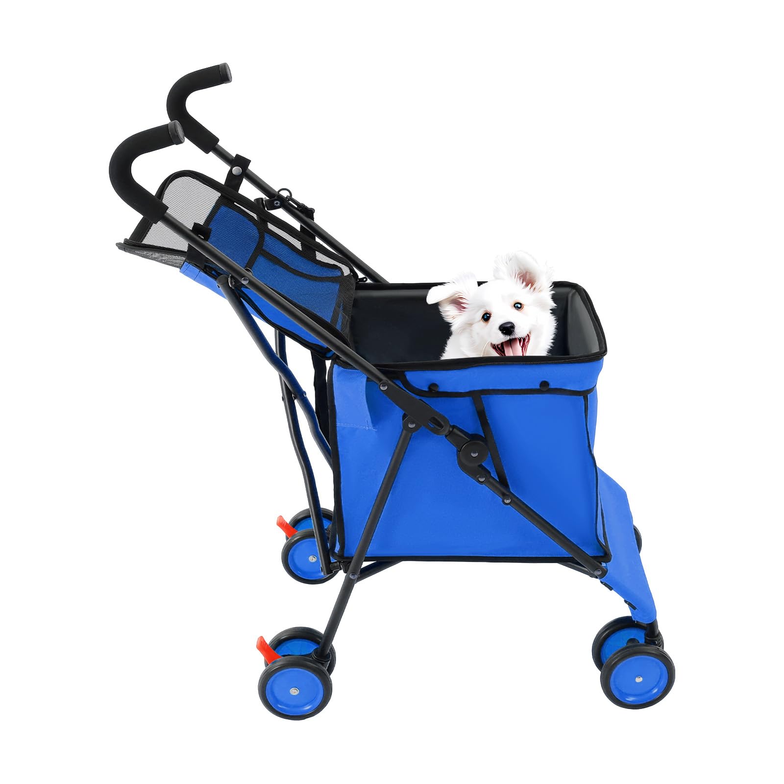Faltbarer Hundetransportbox mit Rollen und Trolley-Funktion, bis 70kg, multifunktionaler Faltwagen mit 4 Rollen für Reisen und Ausflüge (Blau)