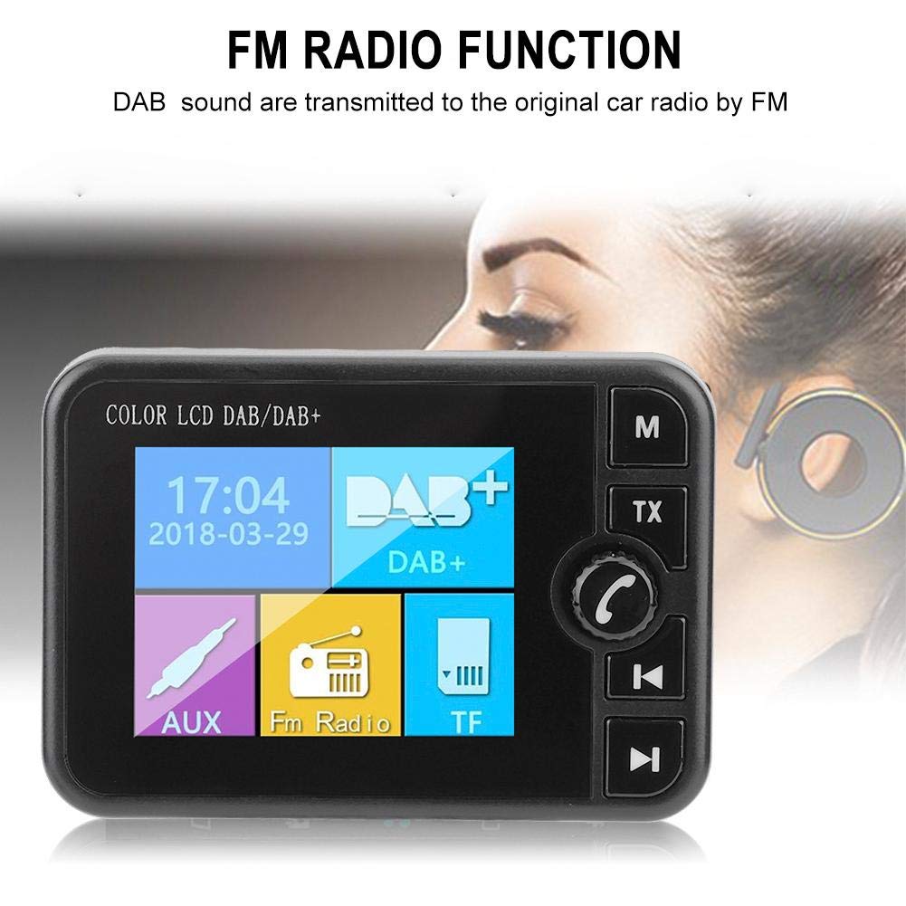 KIMISS Receptor de radio digital DAB de 2,4 pulgadas, receptor Bluetooth con antena de transmisor FM