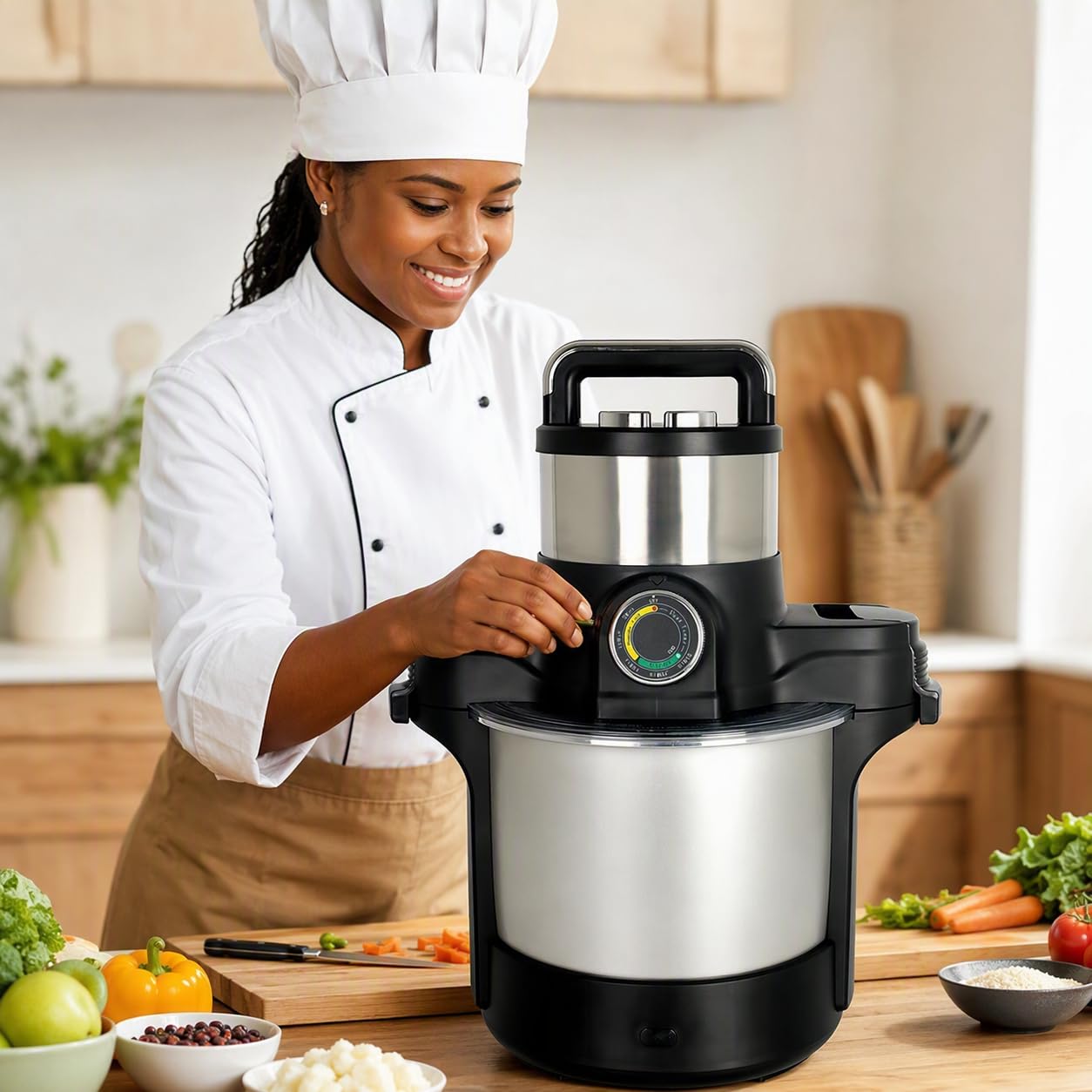Procesador de alimentos y picadora de carne de acero inoxidable de 220 V 1600 W, 6 litros