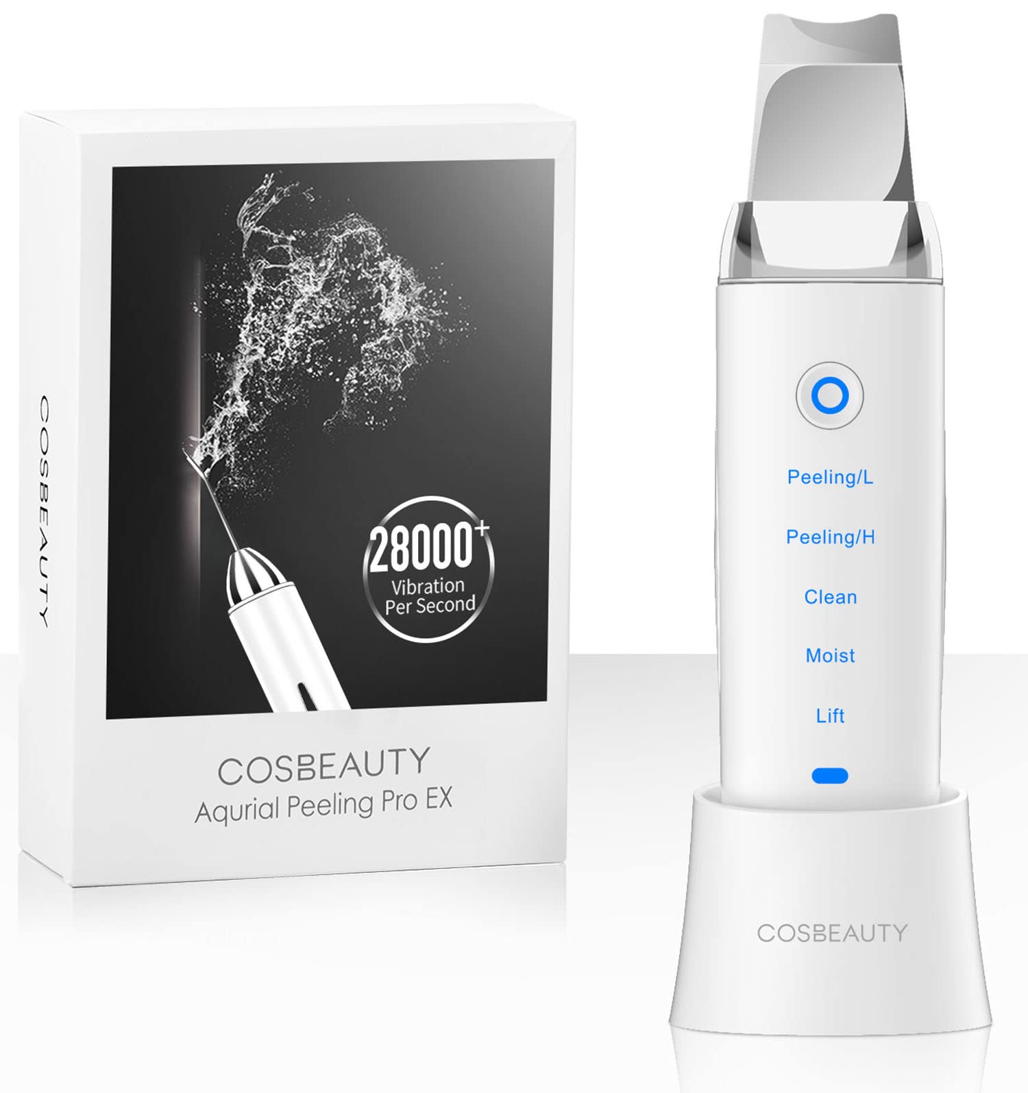 COSBEAUTY Skin Scrubber Skin Spatula, 4 in 1 Versatile Skincare Device for Exfoliating | Blackhead Remover Tool | Skincare Moist Assistor | Edema & Wrinkles Reduce, Wireless Charging, IPX6 Waterproof