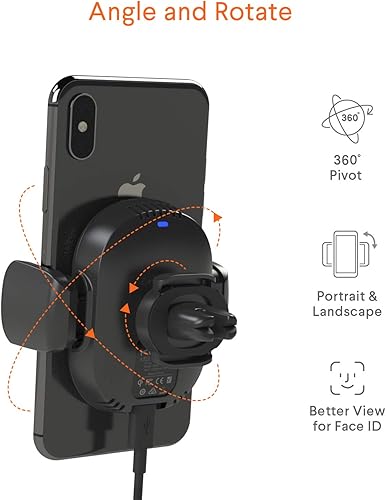 Miniatura 5 de Kenu Cargador inalámbrico para teléfono de coche Airframe  Soporte para teléfono celular  360 grados pivotante, carga rápida Qi  Agarre expandible