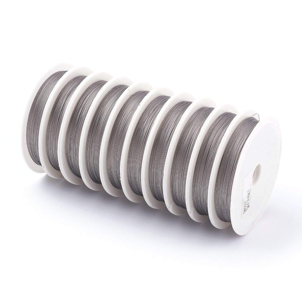 Pandahall 1640 Feet 0.3mm/0.012" Tiger Tail Beading Wire Metal Stringing Wire for DIY Jewelry Making (LightGrey)