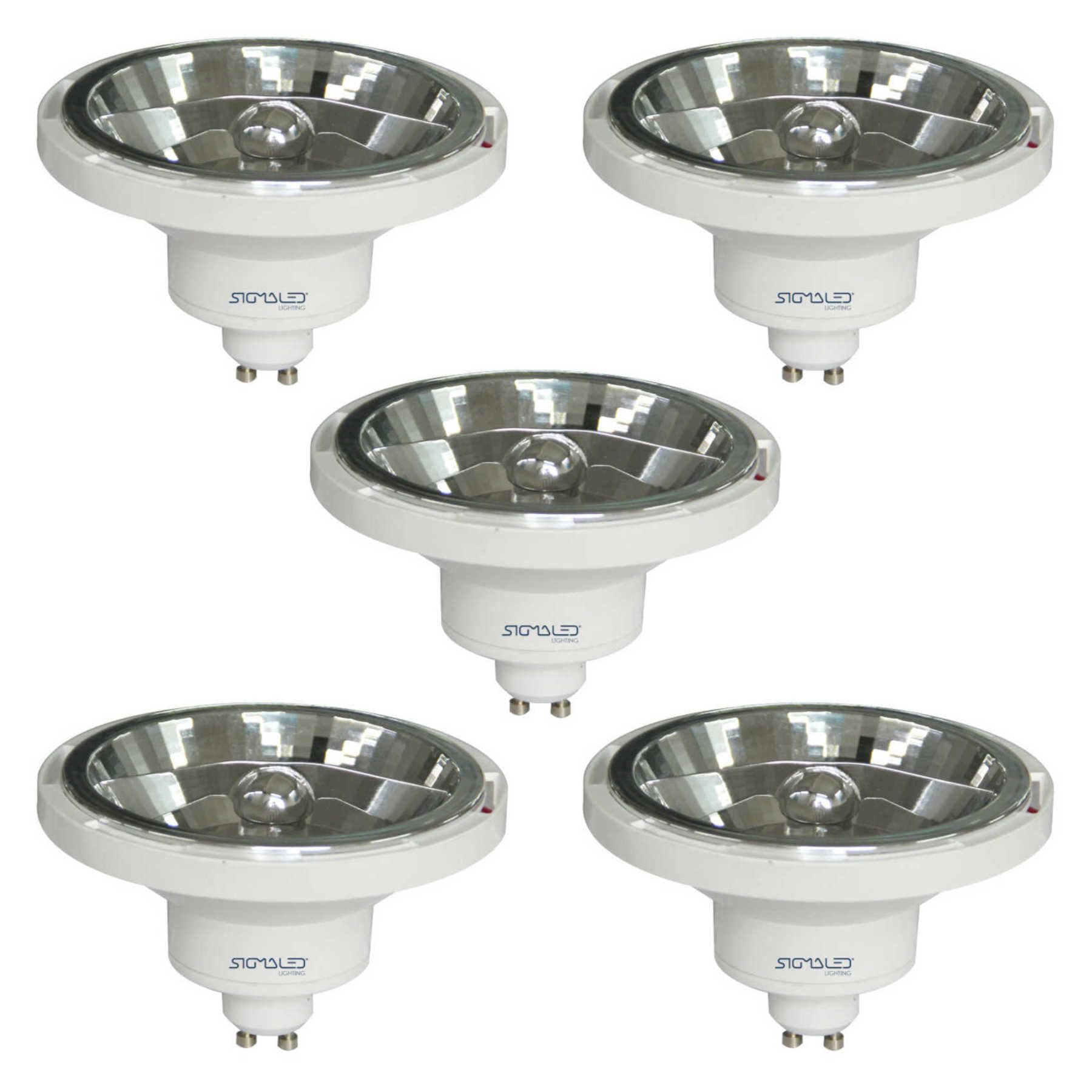 Sigmaled lighting, FOCO LED AR111 GU10 14W (=110W halógeno), 1000 lúmenes, Blanco cálido 3000K, 220V / 240V AC, Bombilla led AR111, Pack 5