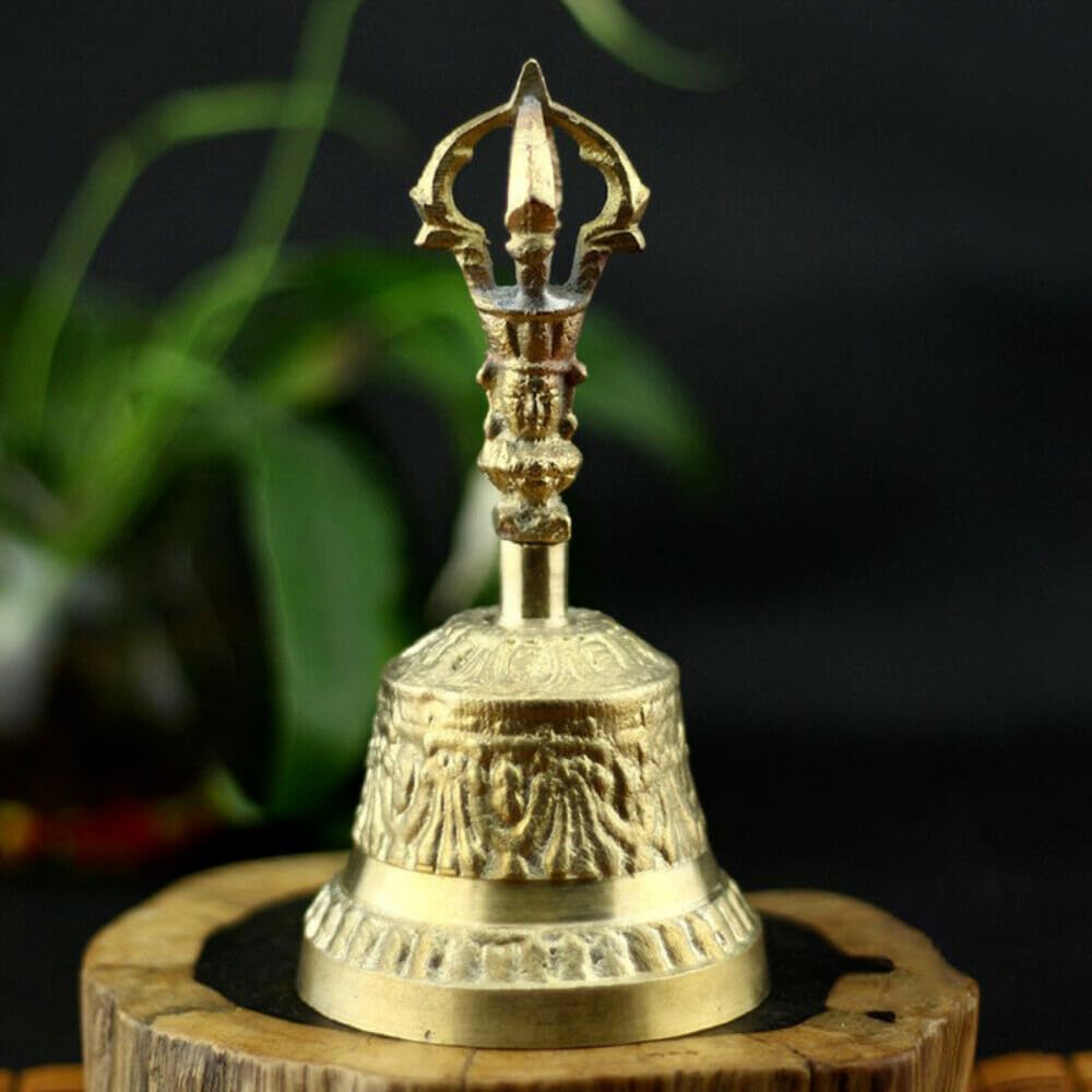 Campana de cobre hecha a mano para meditación tibetana Dorje Vajra Bell