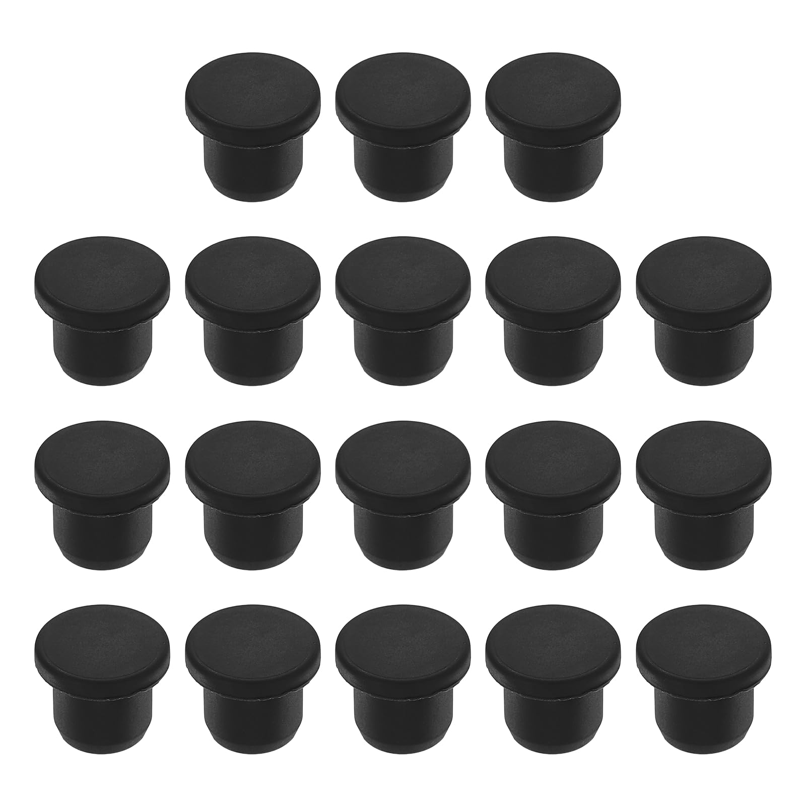 sourcing map 18pcs T-Shaped Silicone Plugs 11mm 7/16 Inch Dia, Black