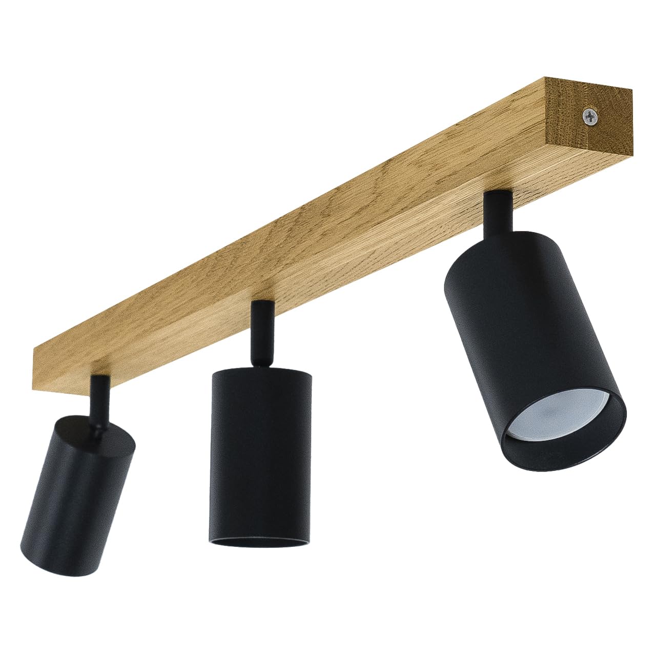 LED Wood Obrotowy reflektor sufitowy na 3 żarówki - Ręcznie robiona nowoczesna lampa sufitowa z dębu - Lampka sufitowa ze strumieniami światła GU10 do salonu (bez żarówki) - Długość 60 cm