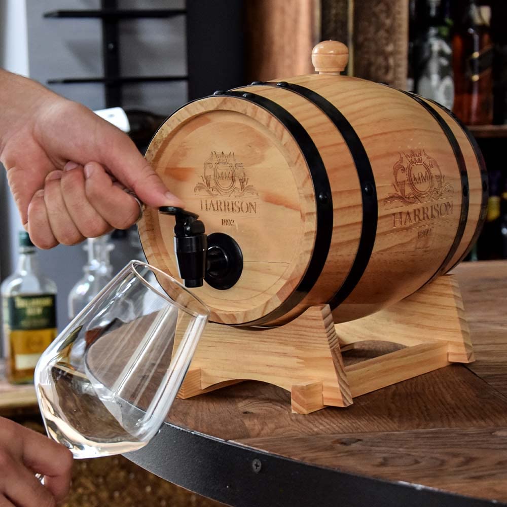 Mikamax – Dispenser per barili in legno – Barile tradizionale per la maturazione di vino e whisky – Barili tradizionali per vino e whisky – Ø 20 cm – 3 l
