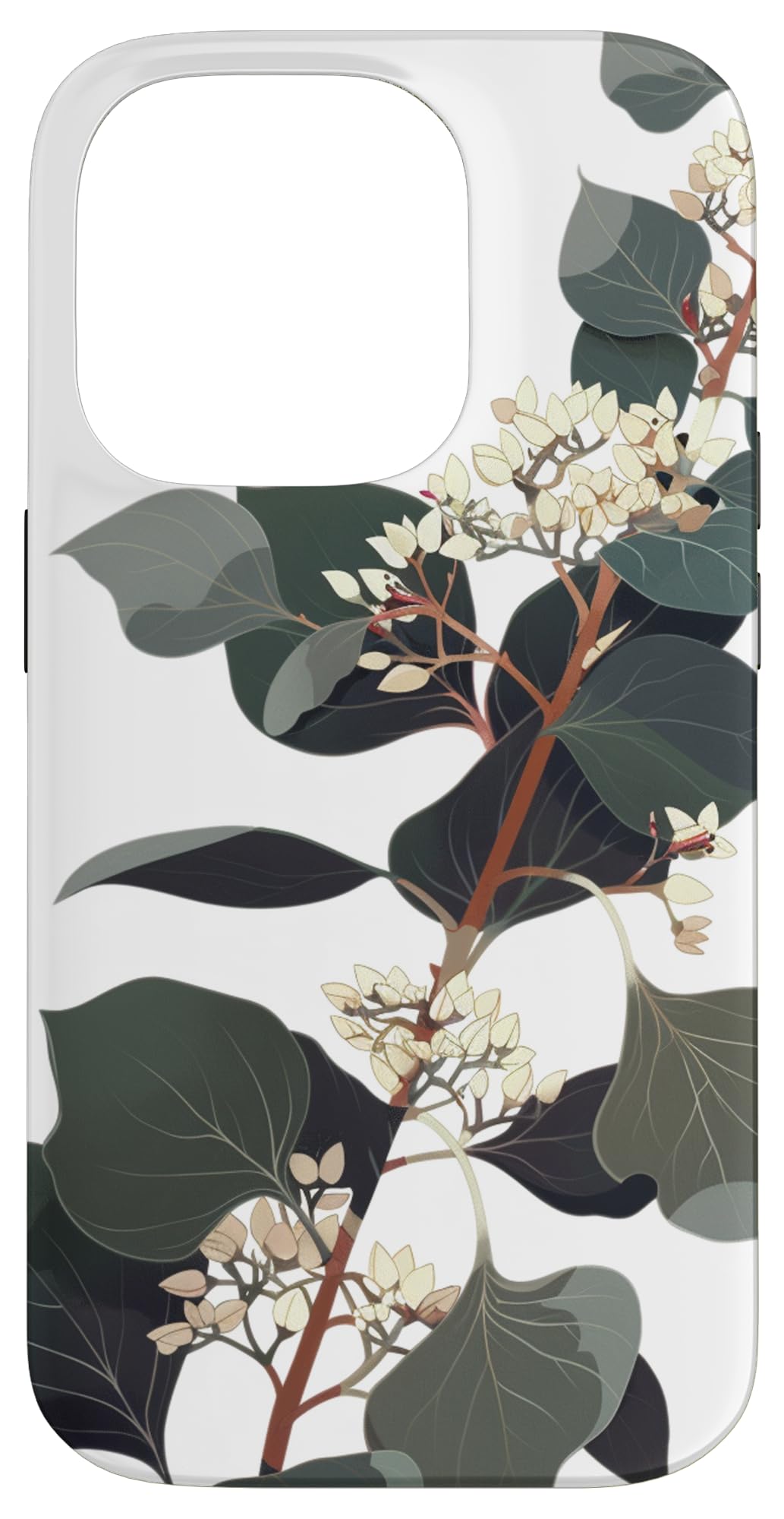 Botanical Watercolor Eucalyptus Leaves Green Blossom Flower Case for iPhone 14 Pro