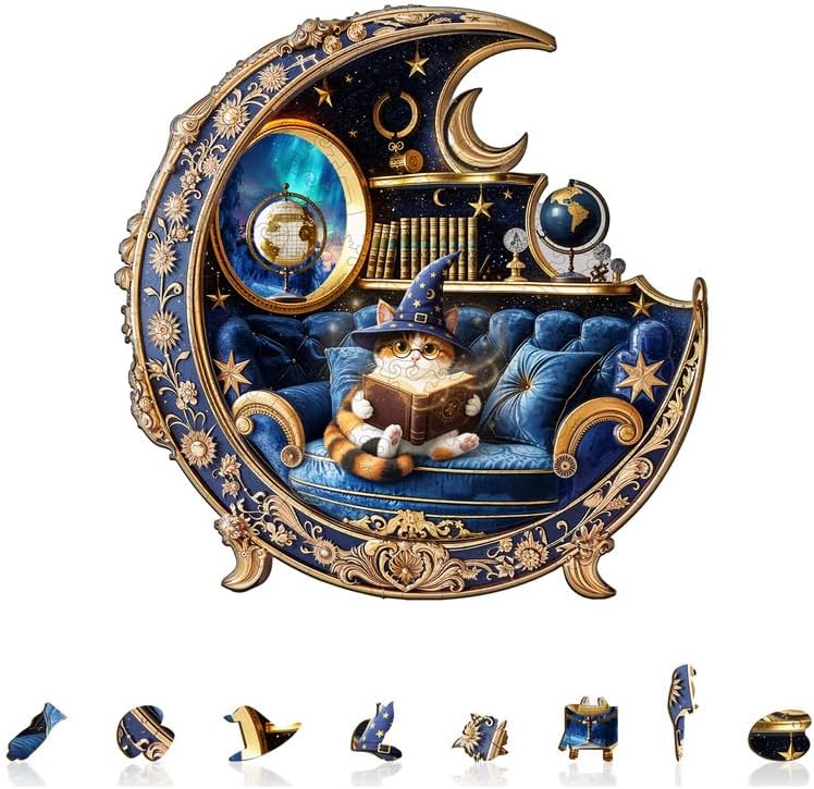 Jigfoxy Wooden Puzzles for Adults, Serene Magic Sofa Wood Puzzles Adult, Unique Animal Shape Wooden Jigsaw Puzzles for Adults, Birthday Gifts for Puzzle Lovers, Family, Friend (M-11.4*11.4in-180pcs)
