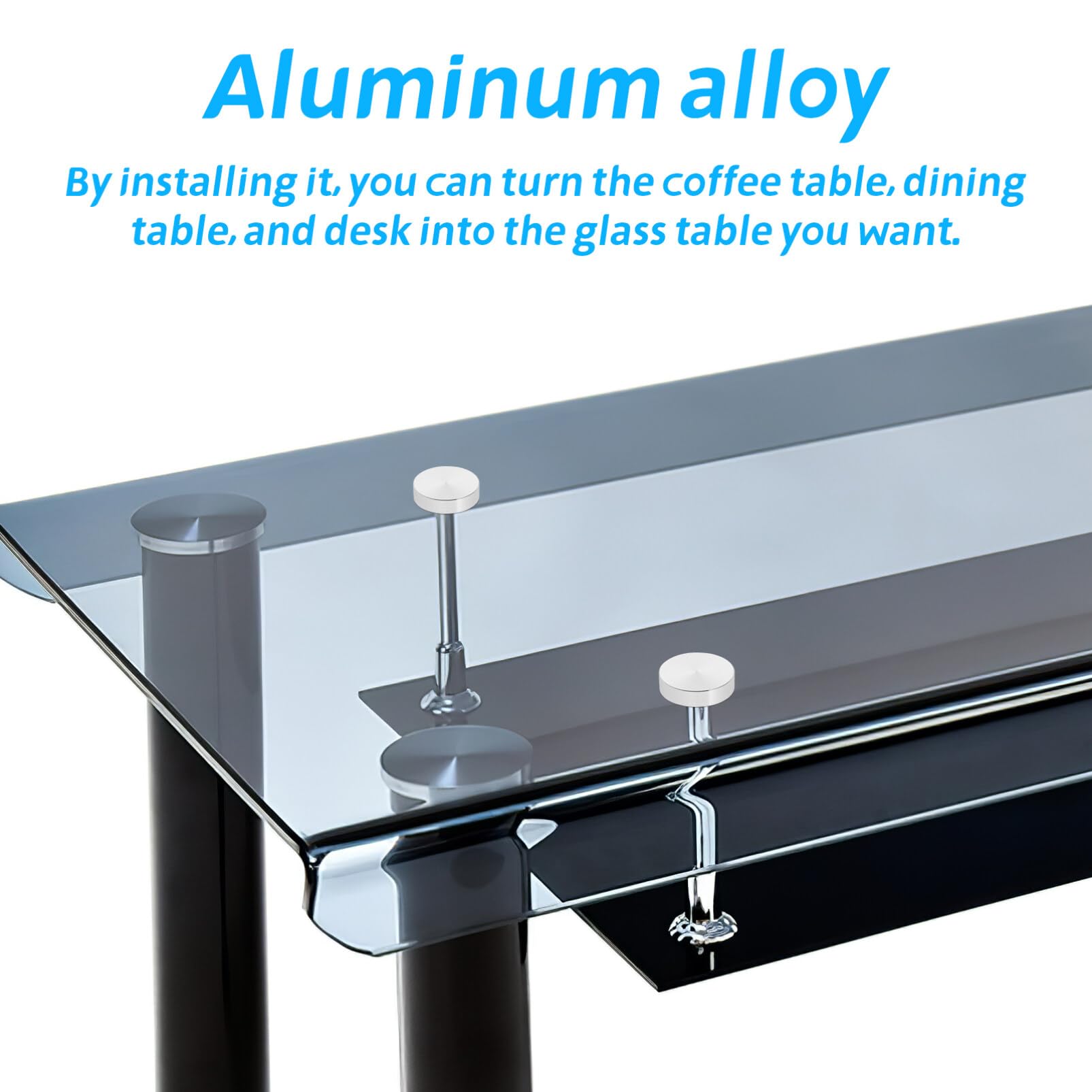Produktbild von 6 Runde Aluminium-Tischplattenadapter 30 Mm – Für Glasplatten – Silber, Aus Alulegierung, Für Couchtisch & Schreibtisch