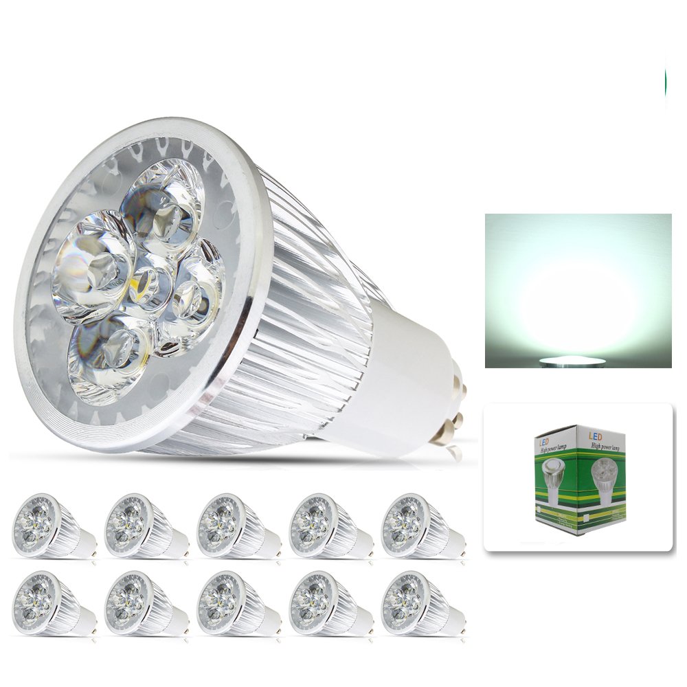 Mengjay® 10x GU10 4W LED Spotlight Bulb AC 220V Super Bright Cold White 6400K(Equivalent to 40W, 300 Lumens)