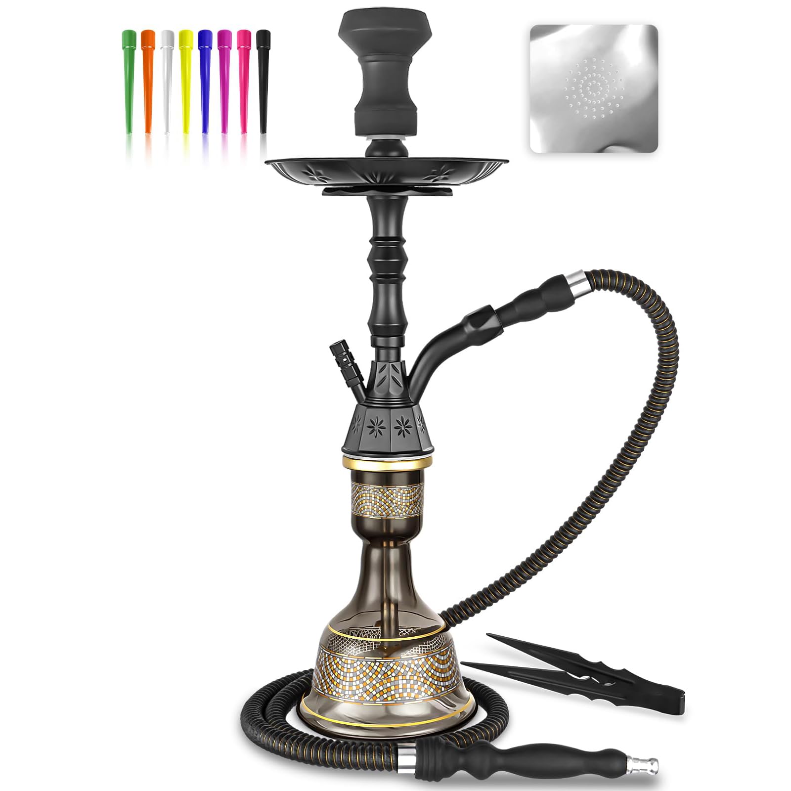 Premium Shisha Set Komplett Traditionelle Shisha Wasserpfeife aus Glas Hochwertige Hookah mit Schlauch Bowl und Zubehör Große Glas huka für Zuhause Shisha Kaufen