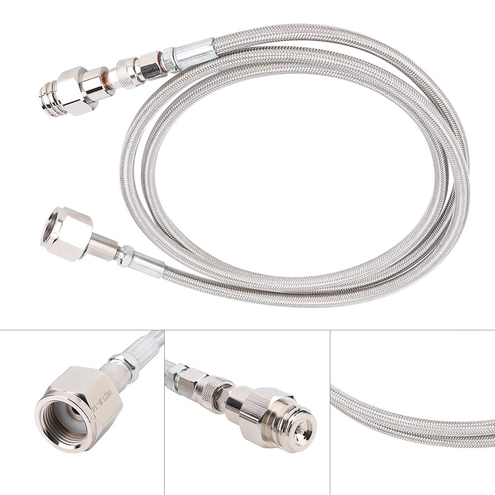 Tubo Flessibile Ad Alta Pressione CO2, Kit Adattatore Intrecciato in Acciaio Inossidabile 1,8 M con Lucidatura Superficie di Placcatura e Resistente Alla Ruggine in Uso, per