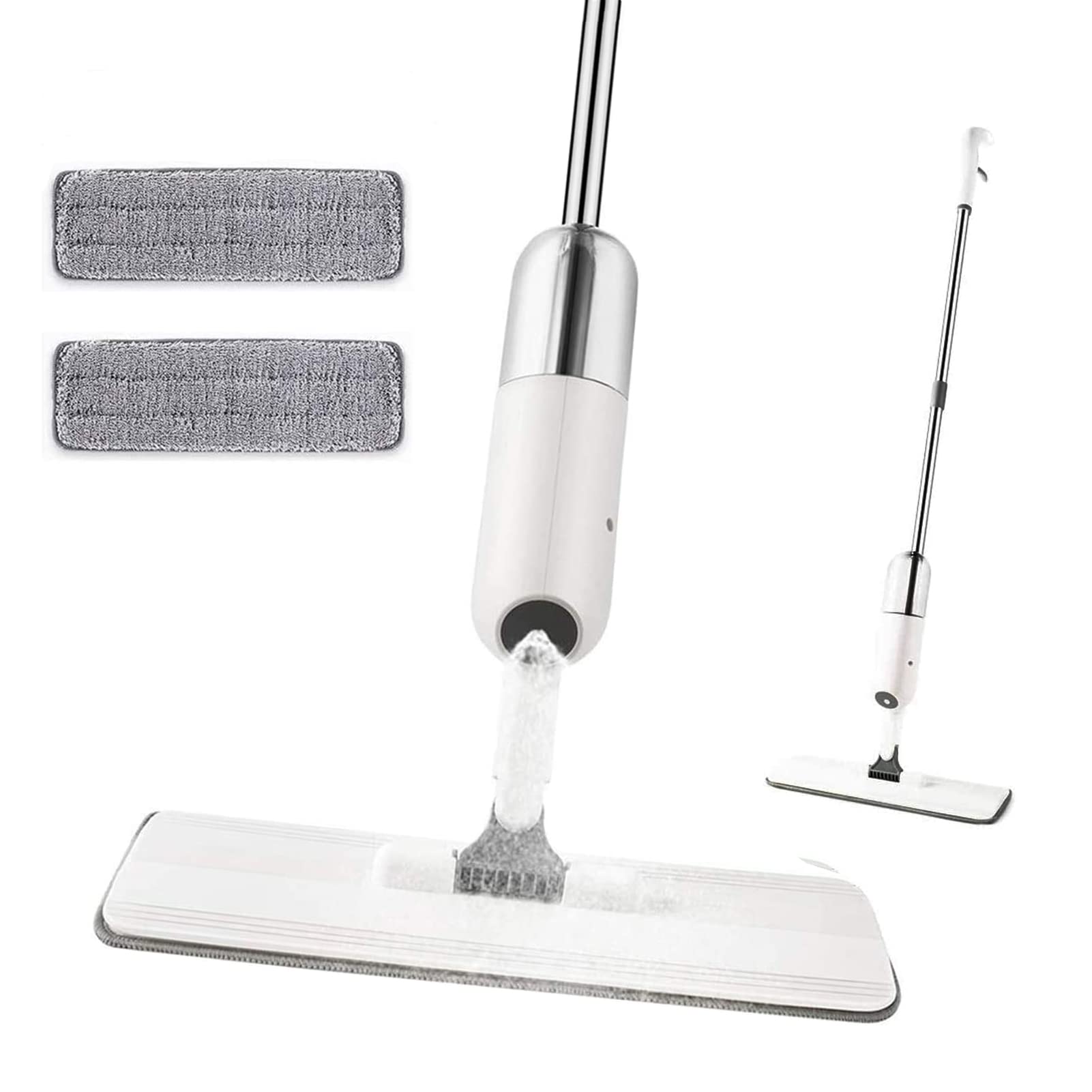 Spray Mop for Floor Cleaning, 2 Washable Microfiber Pads, 350ml Refillable Water Tank, Hardwood, Laminate, Tile, White