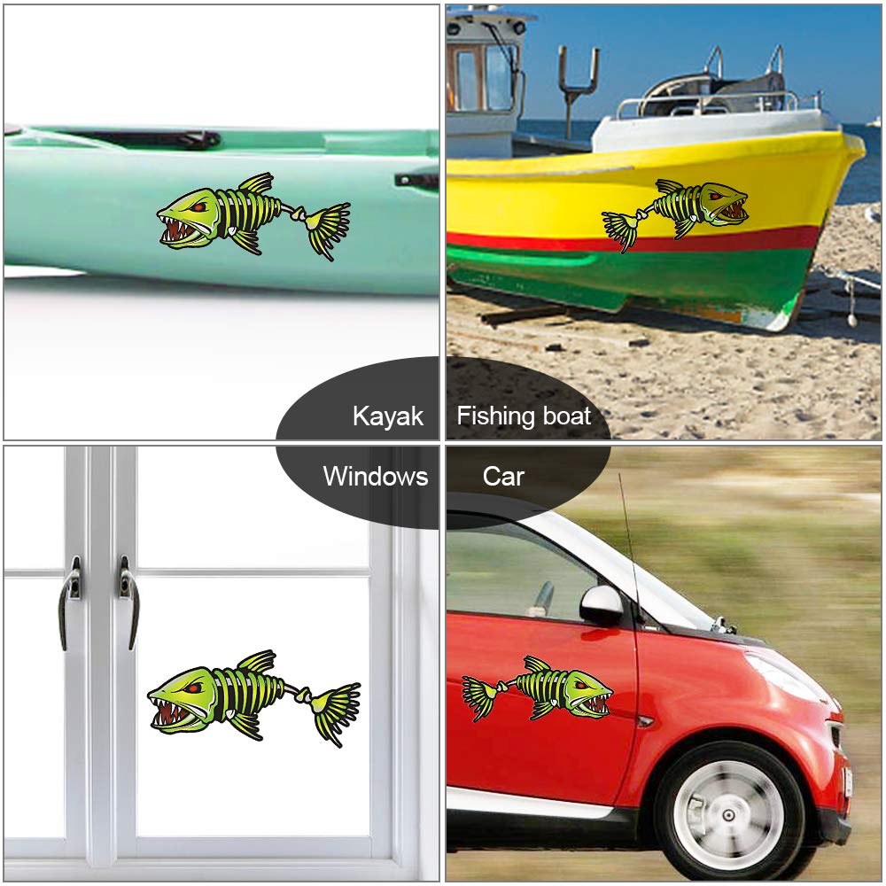 Adesivi di pesce, 2 pezzi di pesce denti bocca adesivi scheletro pesce adesivi barca da pesca canoa kayak accessori grafici