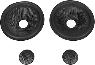 6 Inches Paper Subwoofer Drum Speaker Cone for 5 Inch Speakers, 2Pcs Paper Speaker Cone Subwoofer Cones Drum Paper Rubber Surround, 1 Inch Inner Diameter, Black