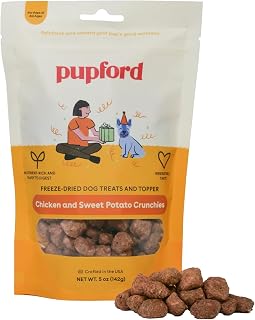 Pupford Crunchies Chicken & Sweet Potato Freeze-Dried Dog Treats - All-Natural Healthy Crunchy Snacks for Puppies 5oz