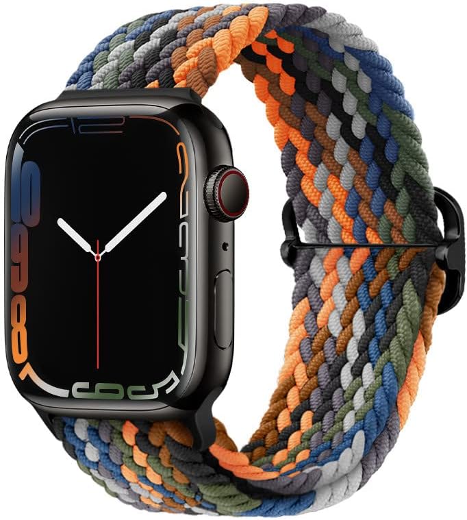 SUIMUMU Braided Strap Compatible with Apple Watch Straps 45mm 41mm 40mm 44mm Elastic Solo Loop Sport Bands for IWatch Series 8 7 6 5 SE Ultra Adjustable Stretchy Belt with Buckle(Watch Not Include)