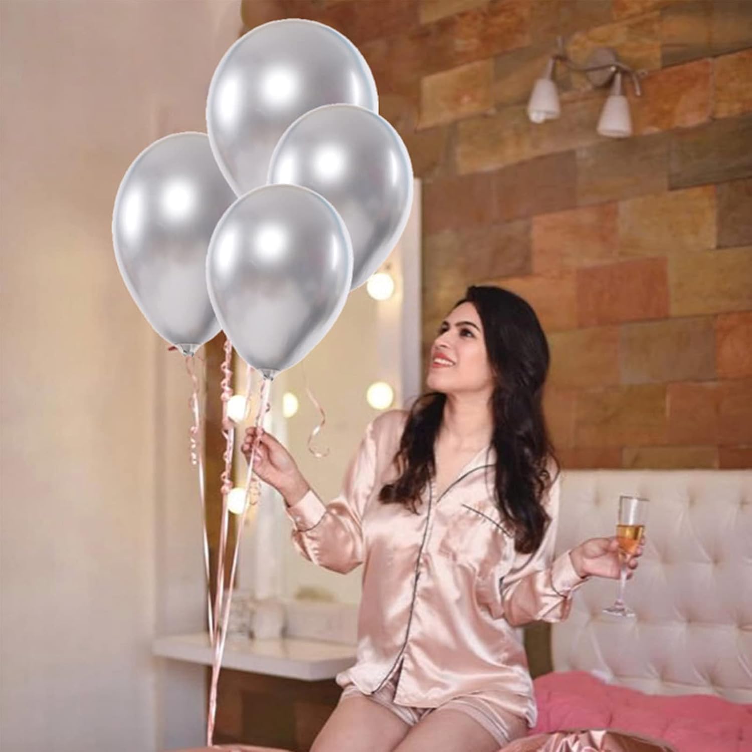 100 Pcs 10 Inch Mini Metallic Silver Balloons, Romantic Chrome Balloons for Baby Shower Birthday, Wedding, Engagement - Image 5
