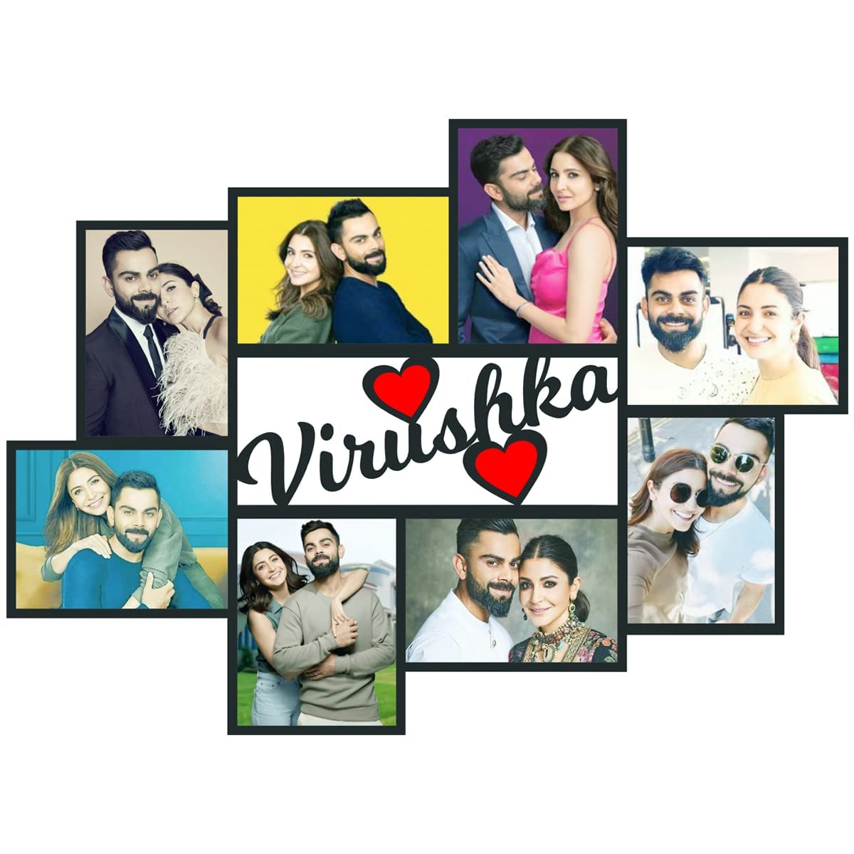 triraj Customized Collage Photo Frame for Anniversary and Birthday for Couple Husband Wife Friends Girlfriends Boyfriend (30 * 40 cm), MDF Wood, Wall Mount,Black
