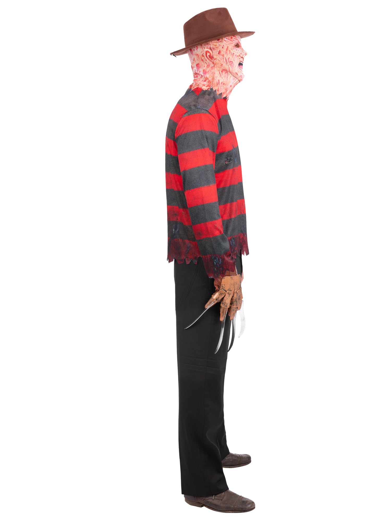 Smiffys Official Nightmare On Elm Street Freddy Krueger Costume Kit with Printed Striped Top and Burn Effect Balaclava Mask Halloween Outfit - Image 3