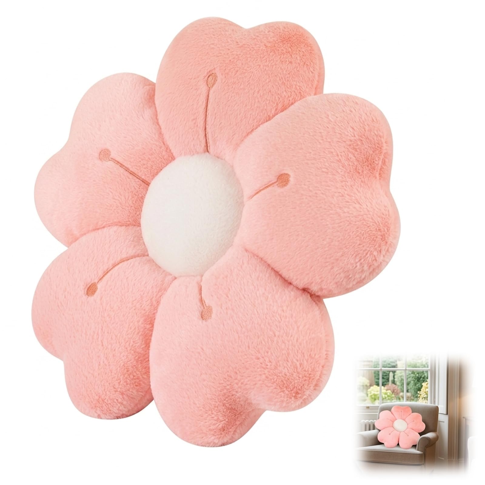 WORUIB Flower Cushion, Cute Pillows for Girls Bedroom, Decorative Pink Pillows, Flower Pillow Design, 32 x 32 cm Soft Home Accessories