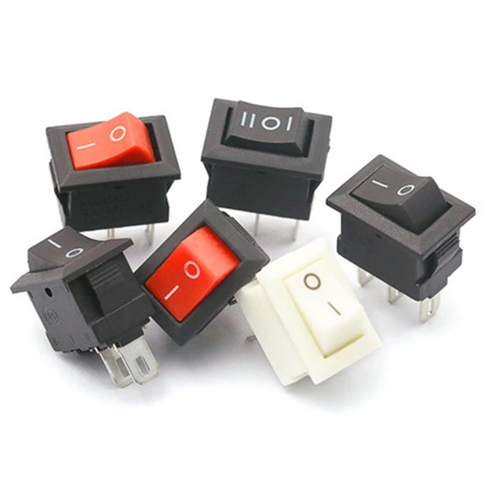 5 sztuk przełączników przyciskowych 10 x 15 mm SPST 3-biegunowy 3 A 250 V KCD11 Snap-In-wł./wył. mini przełącznik kołyskowy 10 mm x 15 mm czarny, czerwony i biały (WHITE)