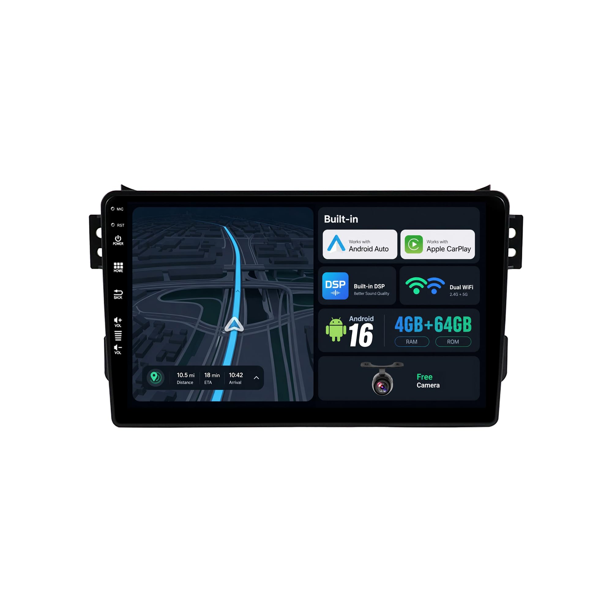 Android 15 IPS radio samochodowe do Suzuki Splash Ritz/Opel Agila 2004-2014 nawigacja GPS Radio - 2G + 64G, bezprzewodowe radio CarPlay Android Auto, kierownica DAB WiFi Bluetooth, 9 cali 2