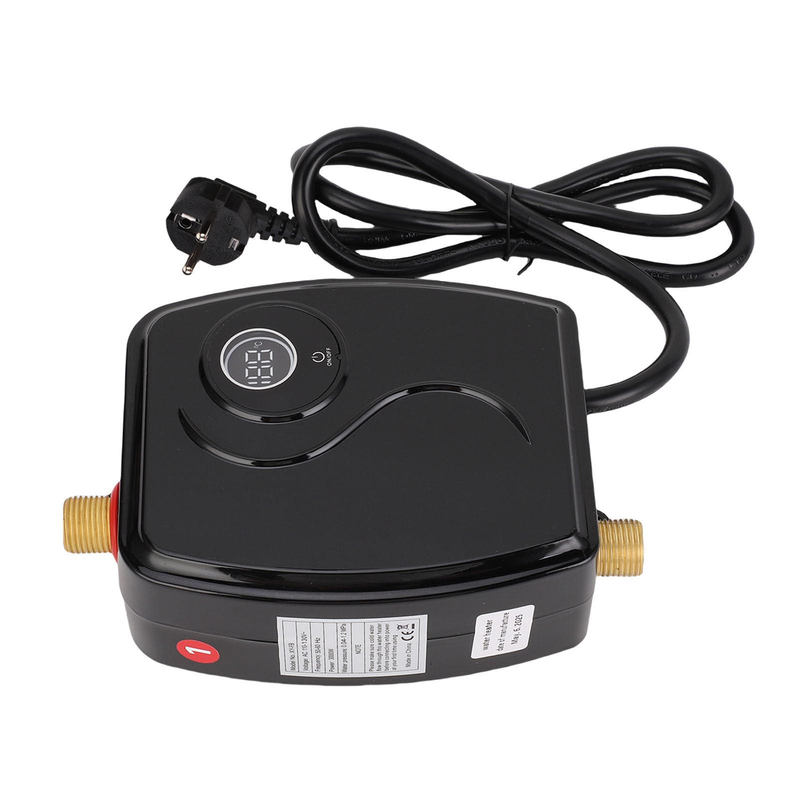 Marhynchus Electric Water Seatter, 3000W Mini Zbiornik Pod gorącą wodą Podgrzewacz Wody z Ekranem Dotykowym Mosiądz G1/2 Wlotowym Gniazdkiem do Domu w (Wtyczka UE 220V)