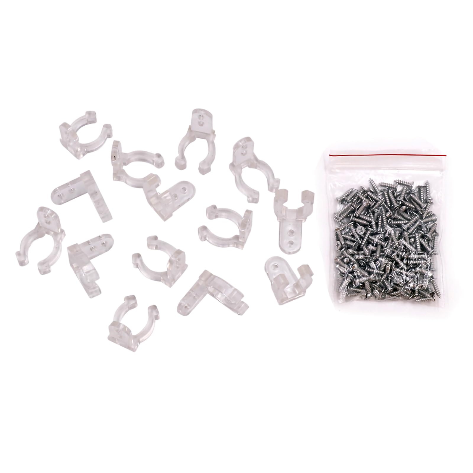 XUNATA LED Rope Light Clips Holder, 1/2 Inches Plastic Mounting Clips for Led Light Wall Mount and Bar Mount, 100PCS Clips with 200PCS Screws