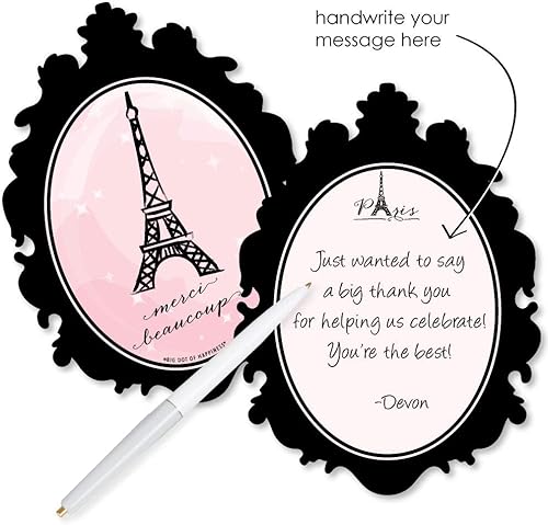 Miniatura 2 de Big Dot of Happiness - Tarjetas de agradecimiento con forma de París, Ooh La La - Tarjetas de agradecimiento con sobres - Juego de 12 tarjetas de