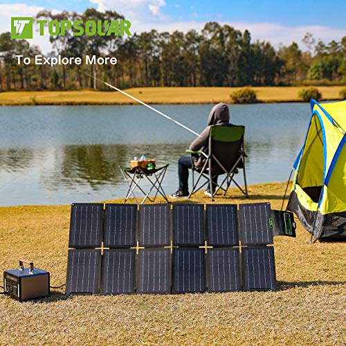 Topsolar 100W Monocrystalline Portable Folding Solar Panel Charger Kit with Dual USB 5V + 18V DC Output for Portable Power Stations, Mobile Phones, Laptops, Camping, 12V RV Marine Car Batteries - Image 8