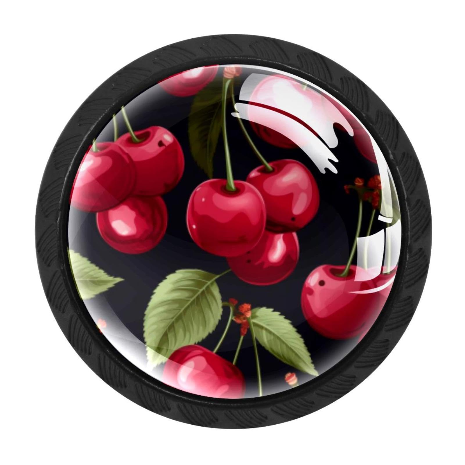 CHENZZZZ 4 Pieces Cherry Drawer Knobs, 35mm Black Cabinet Knobs, Drawer Pulls and Knobs, Dresser Drawer Knobs, Cabinet Hardware Kitchen Cabinet Knobs