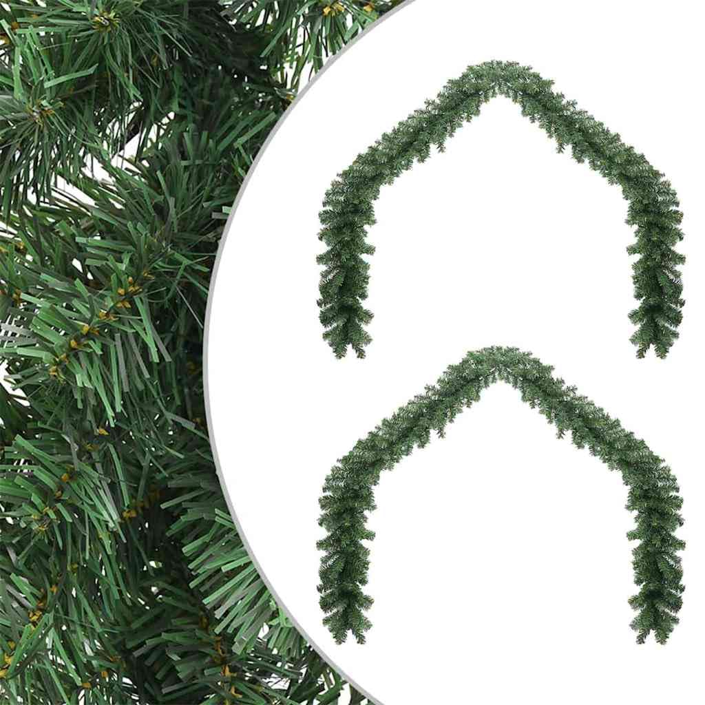 vidaXL Weihnachtsgirlande 2 pcs Grün 20 m PVC, Elegante Weihnachtsgirlande, Deko für Wohnraum, festliches Grün, saisonale Verzierung, Draußen für Festive Stimmung