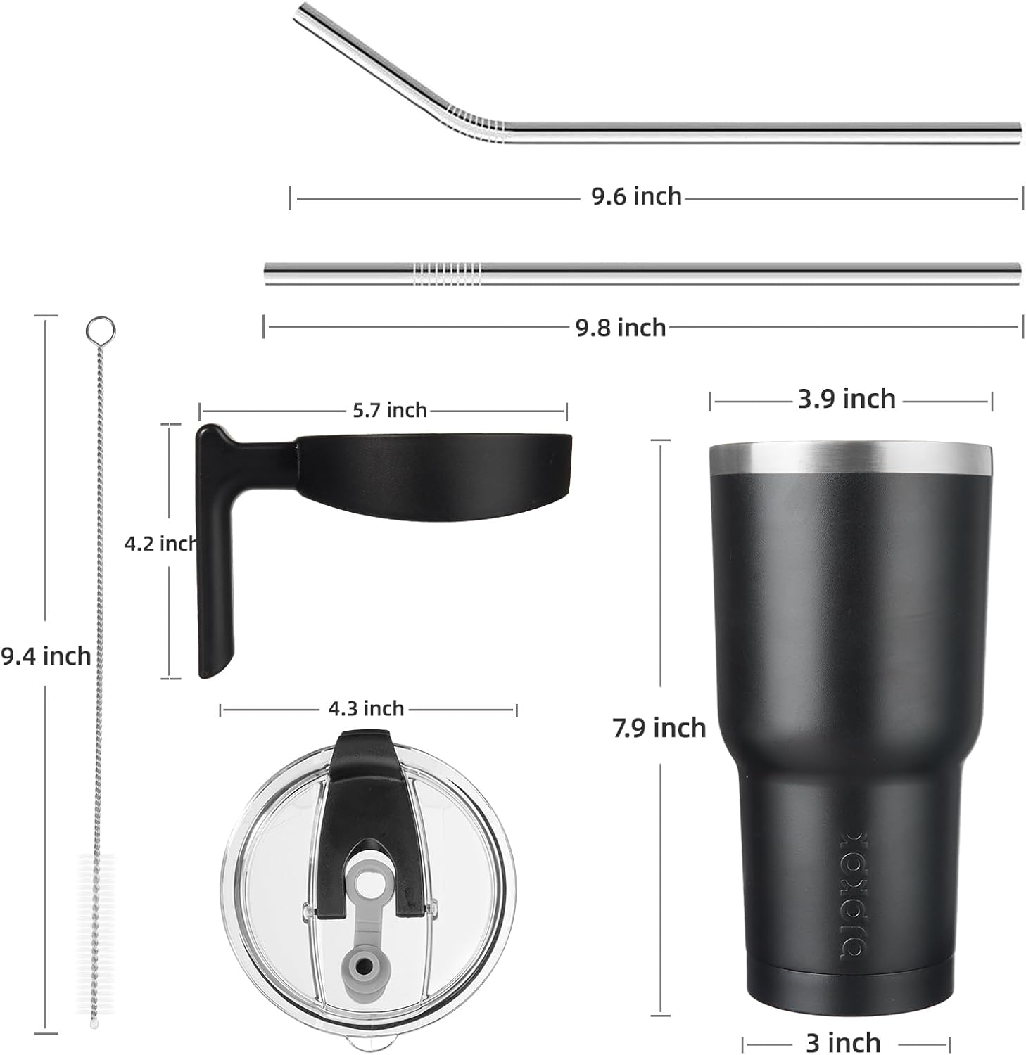 BJPKPK Tumbler With Handle 30 oz Stainless Steel Double Wall Insulated Tumbler Cups With Lid And Straw,Black - Image 3