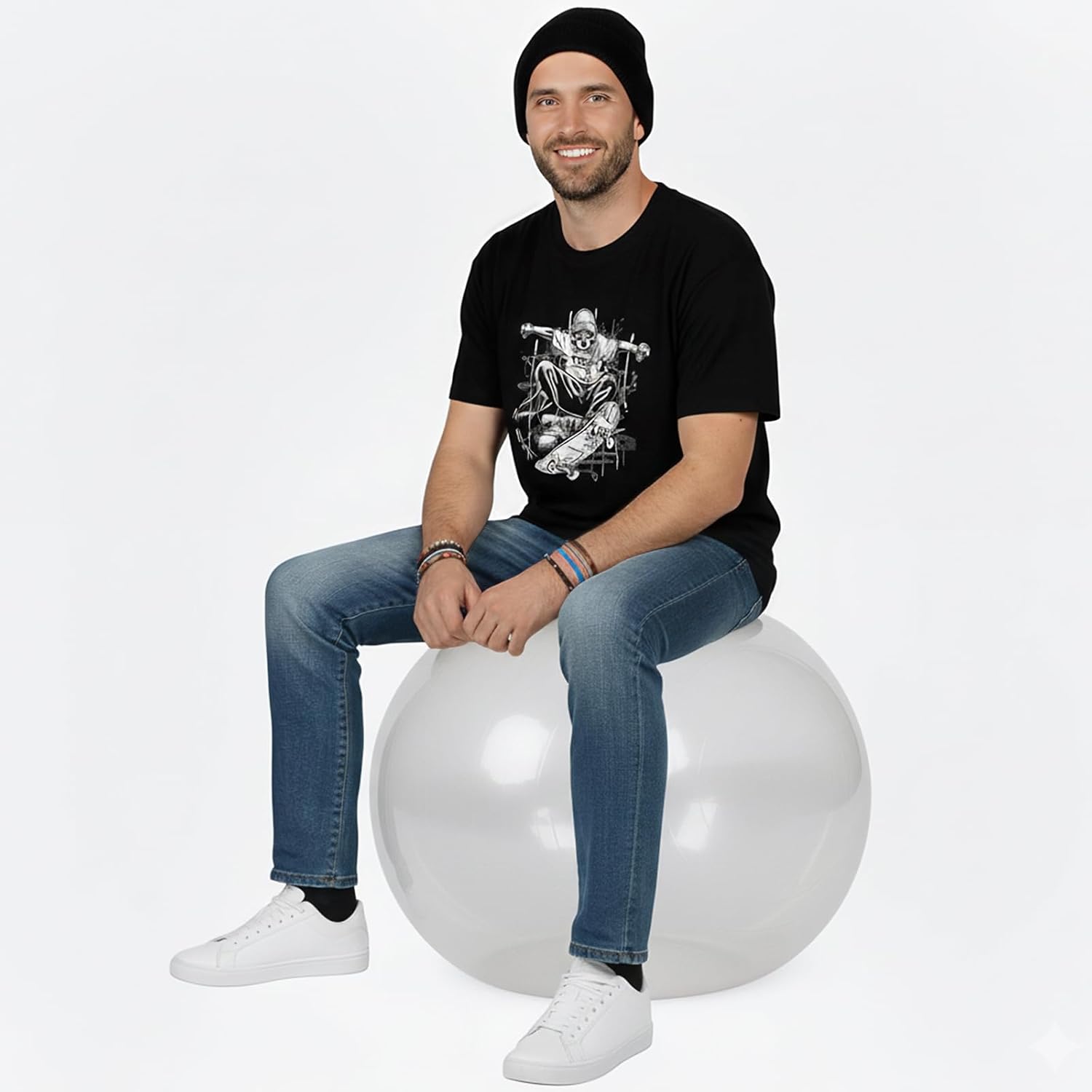 WALIKI Hopper Ball for Adults | Hippity Hop | Hopping Toy with Handles | Sit & Bounce | Space Hopper | Transparent Clear