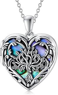 SOULMEET Personalized Tree of Life/Palm Tree Heart Locket Sterling Silver Necklace That Holds 1 or 2 Pictures Memorial Vin...