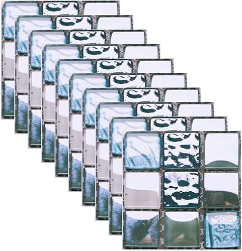 Miniatura 5 de Adhesivos decorativos para azulejos, 10 unidades, 4 x 4 pulgadas cada una, azulejos de mosaico 3D para decoración del hogar, cocina, baño