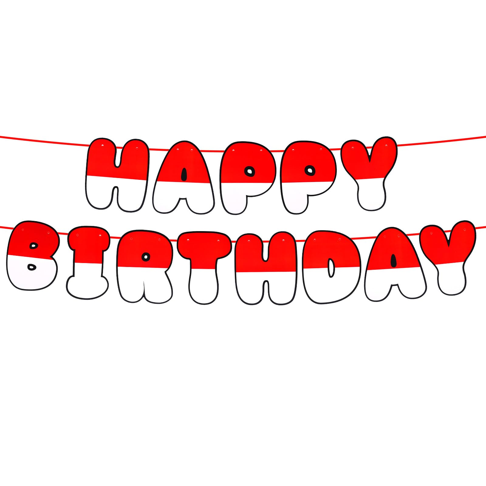 2pcs Cartoon Red And White Banner, Pre-String Cartoon Bunting Animation Birthday Decorations Cartoon Theme Happy Birthday Banner Sign Creative Party