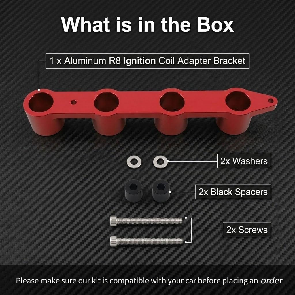 Red Aluminum R8 Ignition Coil Adapter Bracket Compatible with Seat Ibiza 1.4 TSI EA111 Engine Replacement Part FDJ-229
