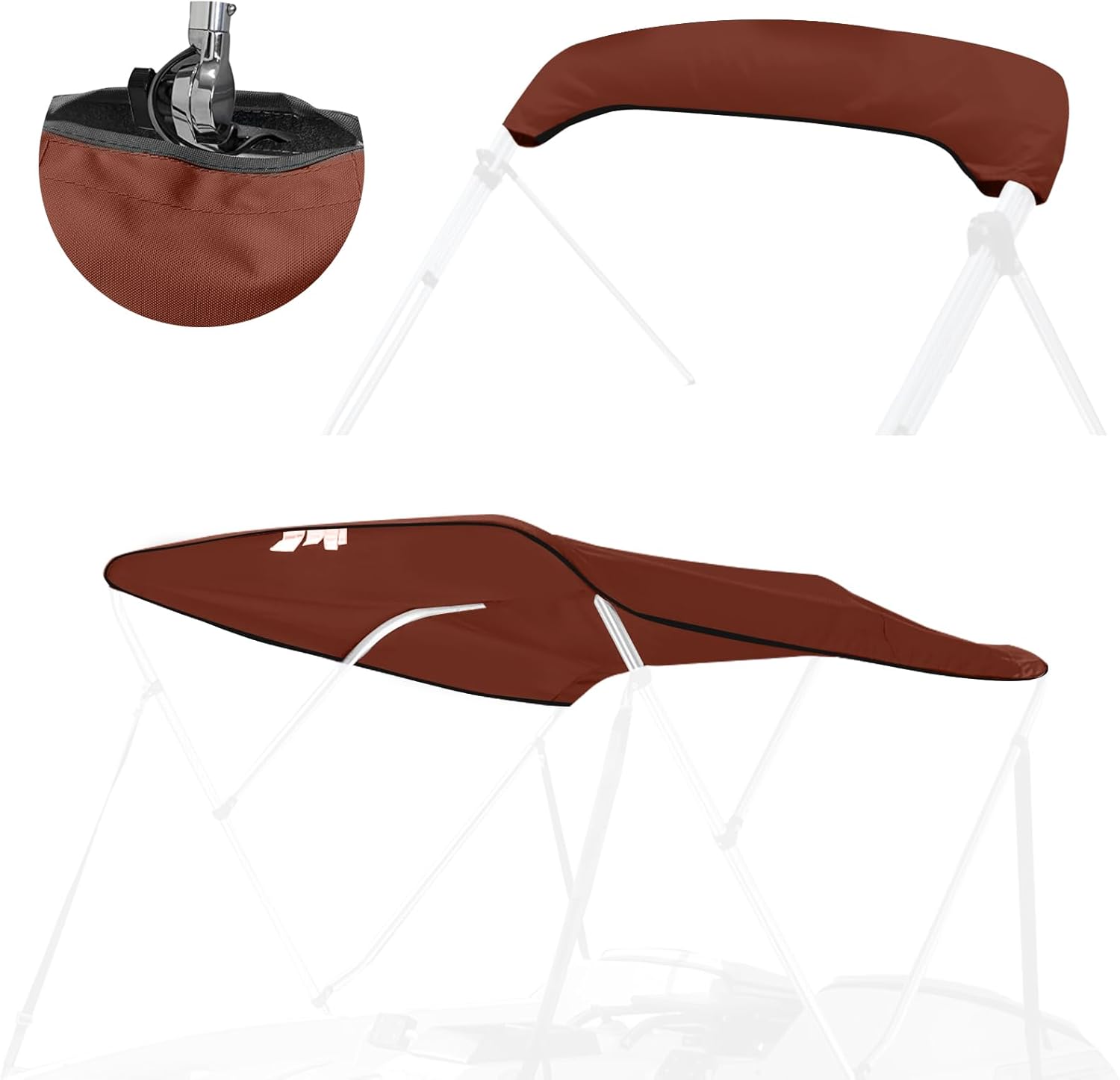 4 Bow Bimini Top Replacement Canvas with Light Hole and Storage Boot, 900D Heavy Duty Waterproof Bimini Top Canvas Only Without Frame, 8'L 85"-90" W Burgundy